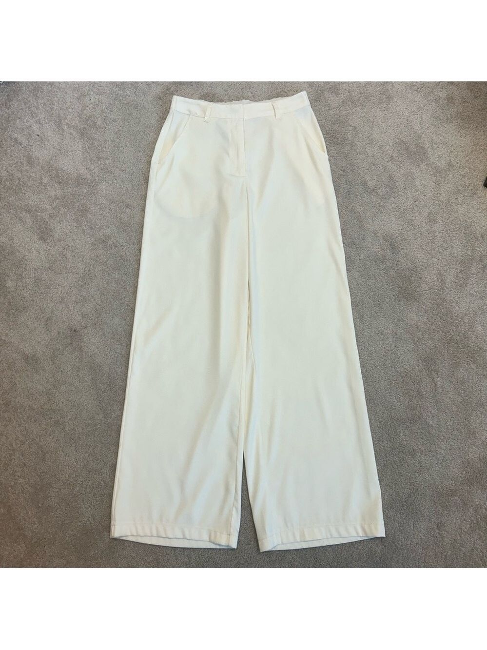 Max Studio Ivory White wide leg trouser dress pants Sz S classy elegant flowy
